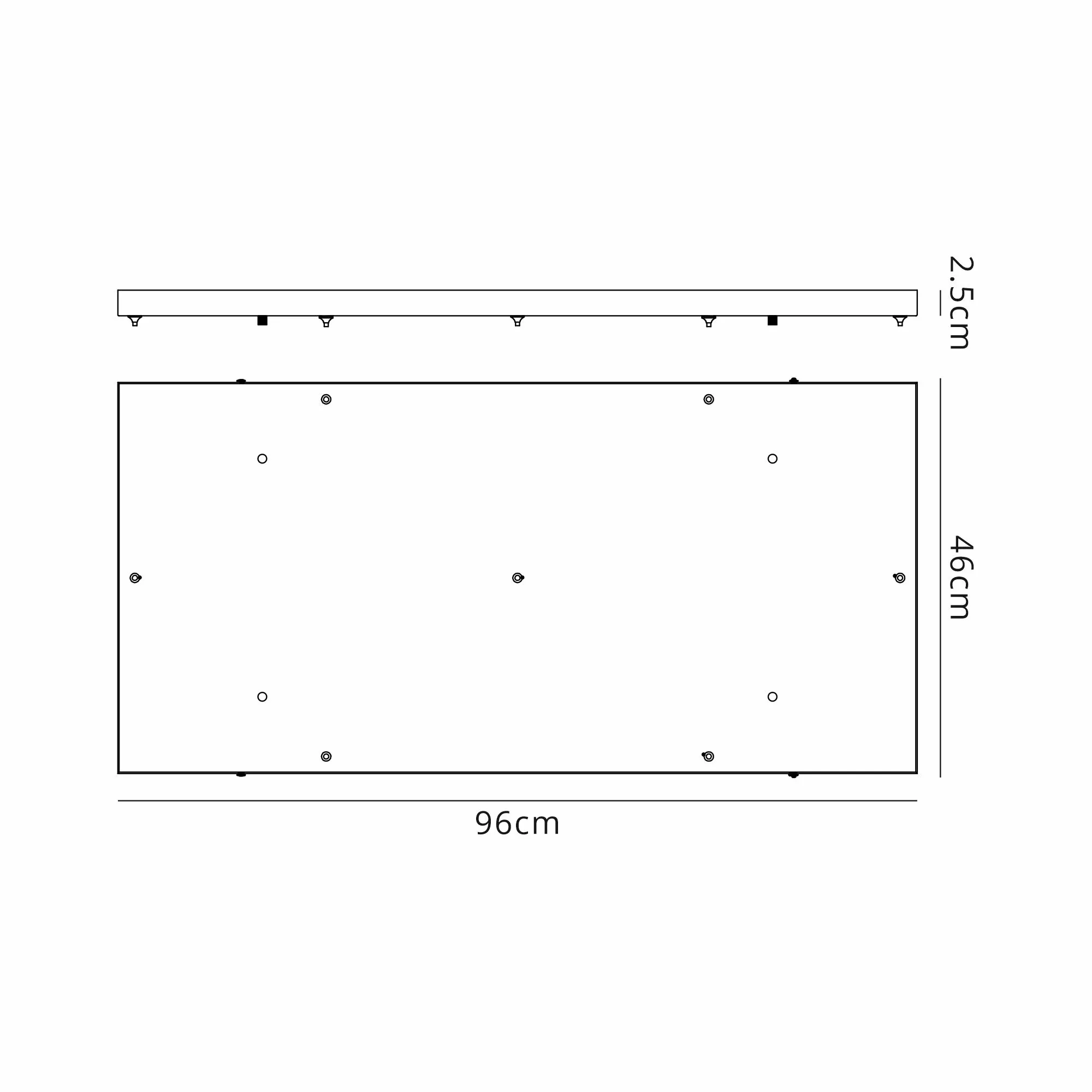 Elsa 7 Hole 940 x 460mm Rectangular Canopy Kit Chrome M8273  Mantra Elsa Bespoke